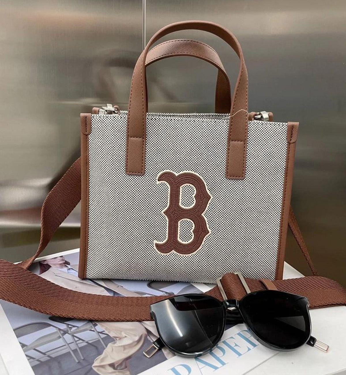 MLB Big Logo Canvas S Tote Bag Boston Redsox