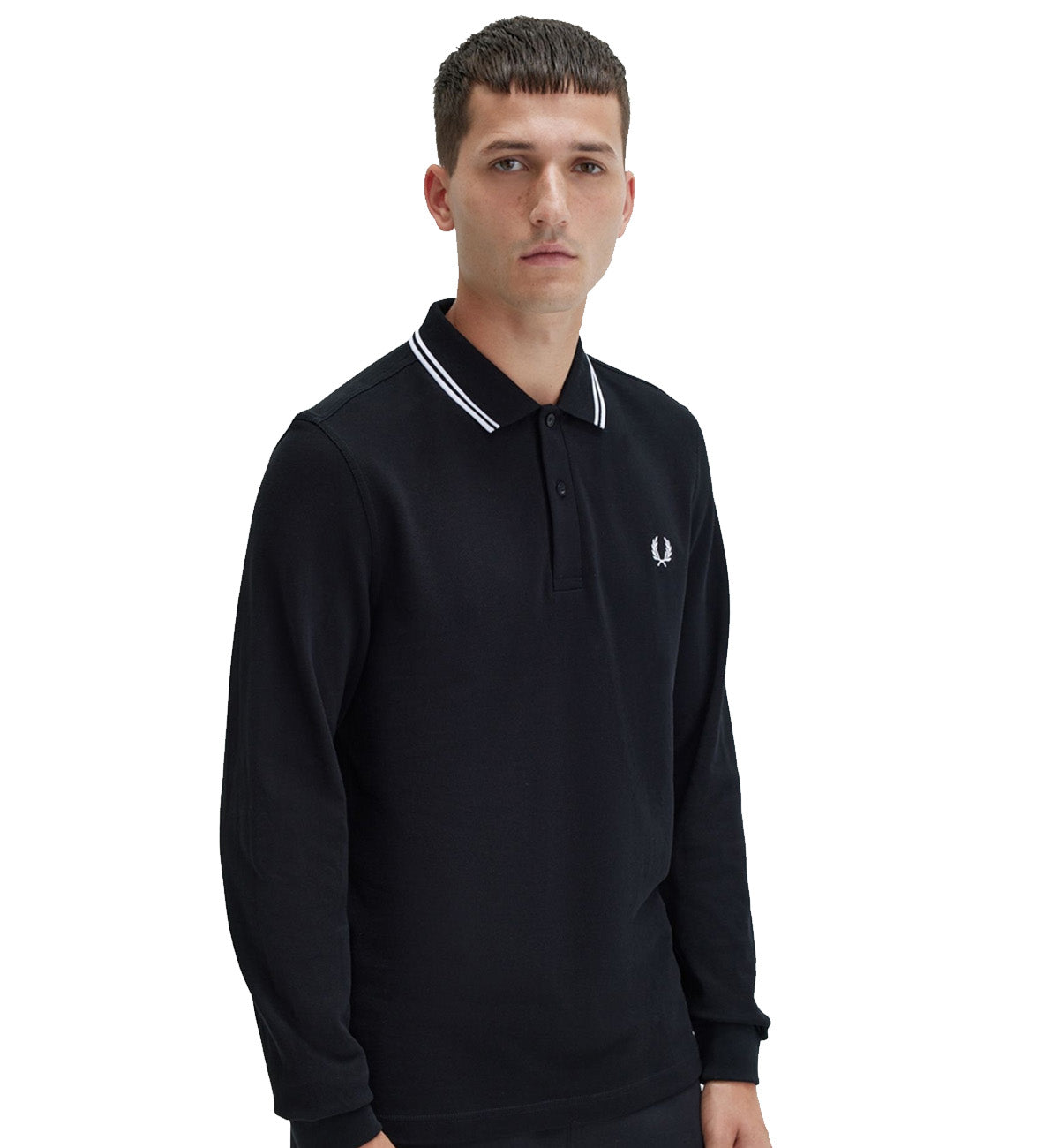 Fred Perry White Twin Tipped Polo Sweatshirt (Black)