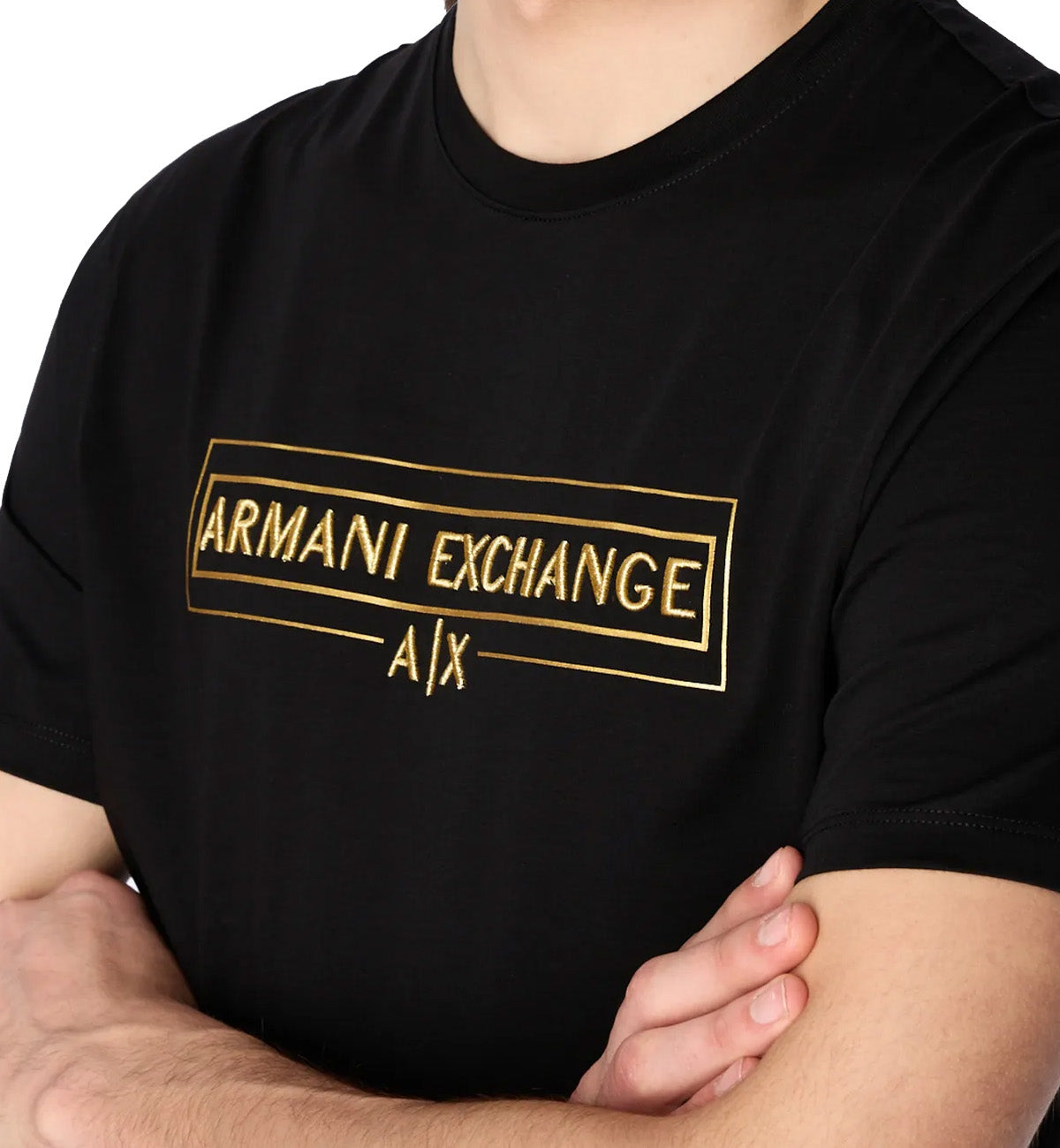 Armani Exchange Regular Fit Box Logo Tee (Black/Gold)