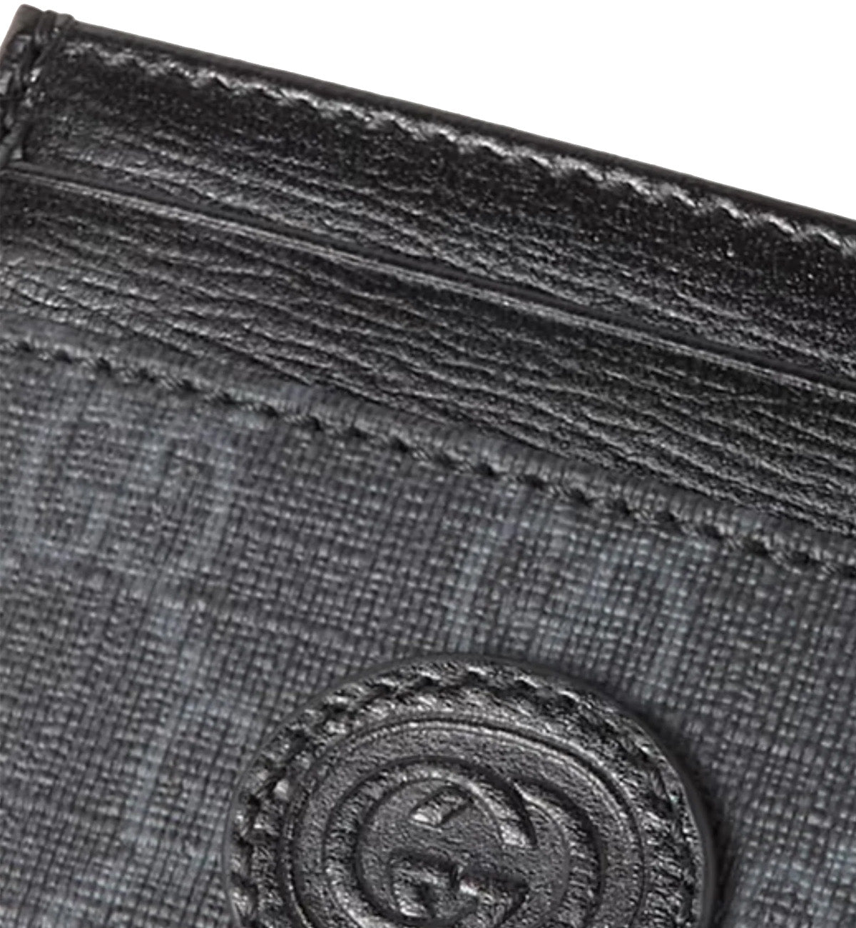 Gucci Monogrammed Leather-Trimmed Canvas Cardholder (Black)