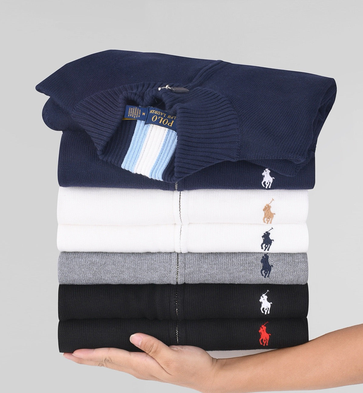 Ralph Lauren Cardigan Sweatshirt (Navy White)