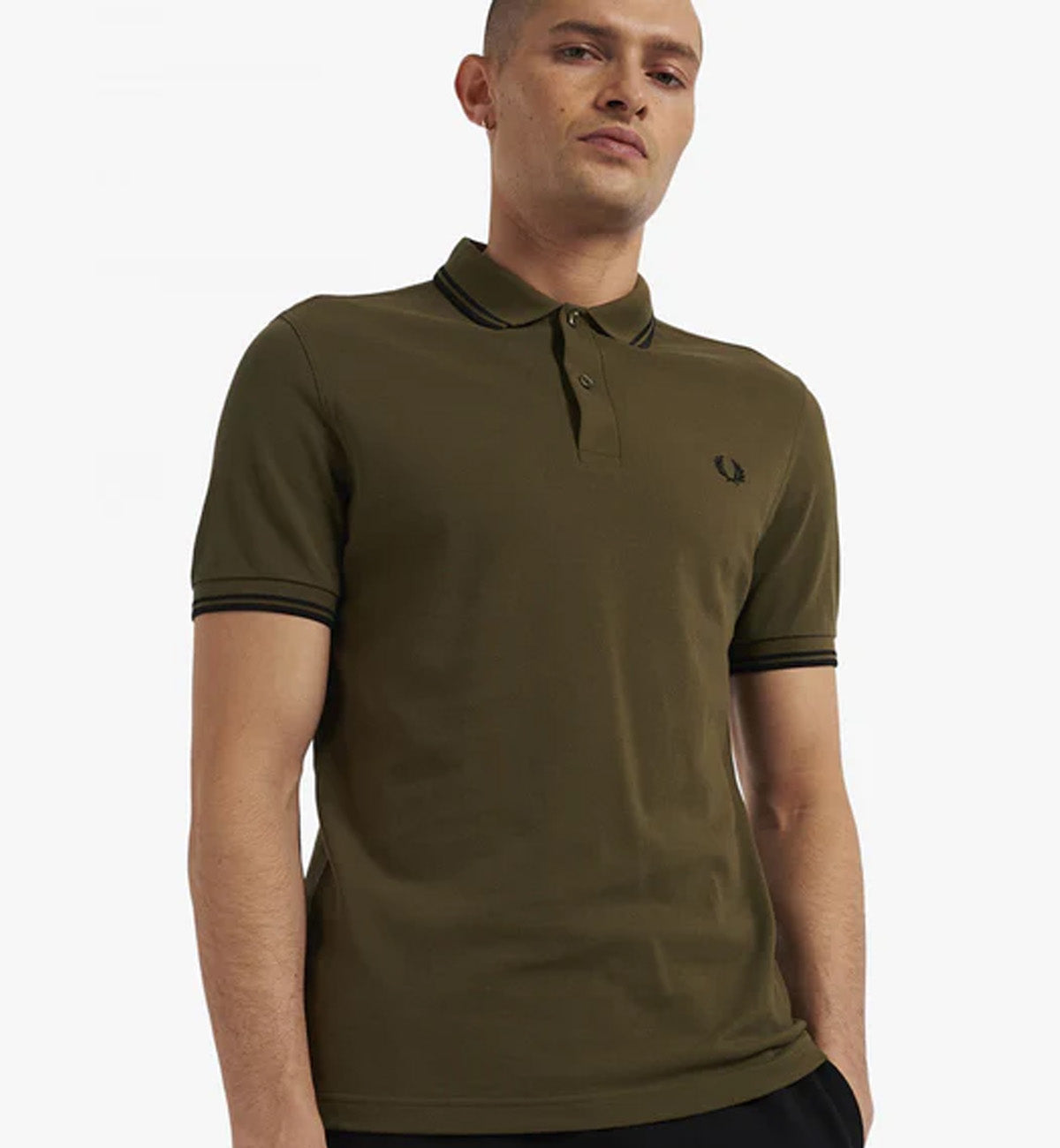 Fred Perry Black Twin Tipped Dark Green Polo Shirt