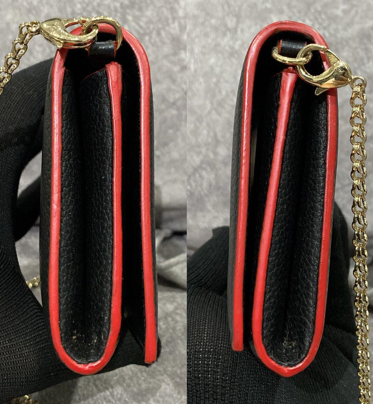 [Pre-used] Christian Louboutin CL WOC Bag Boudoir Black with Red hints