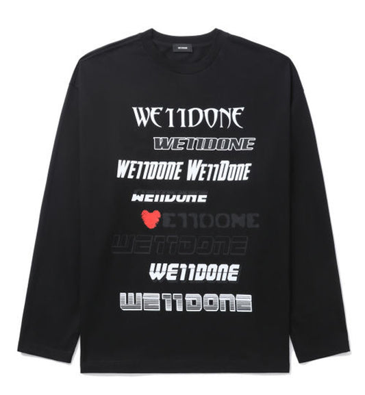 WE11DONE Printed Long Sleeve T-Shirt (Black)