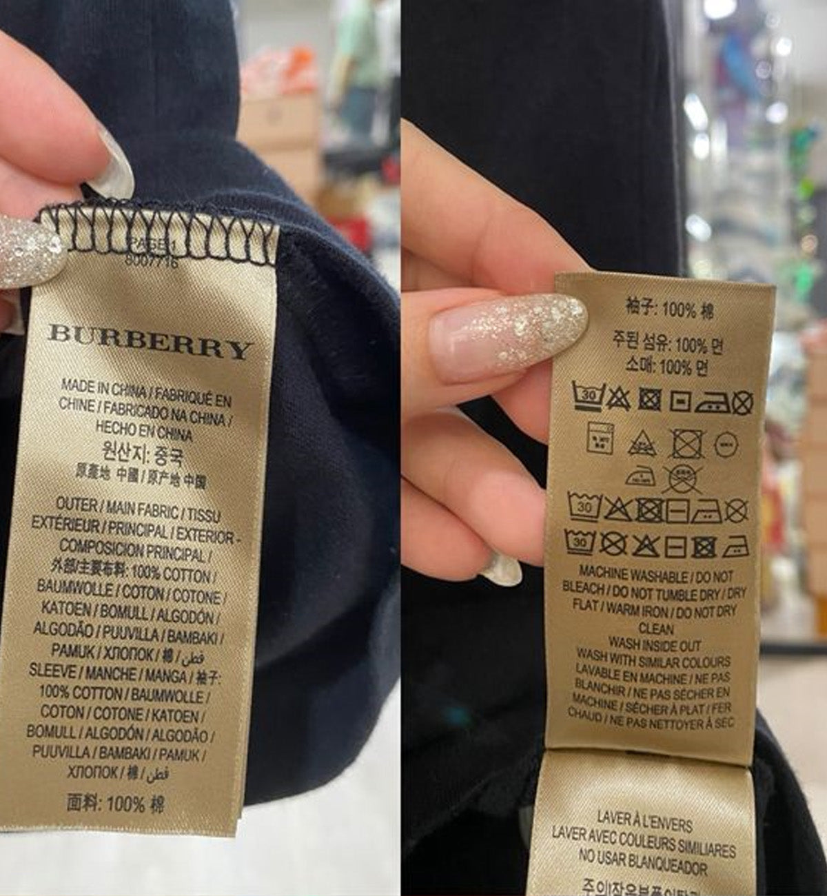 [Pre-Used] Burberry Tee Black with Checkered Sleeve