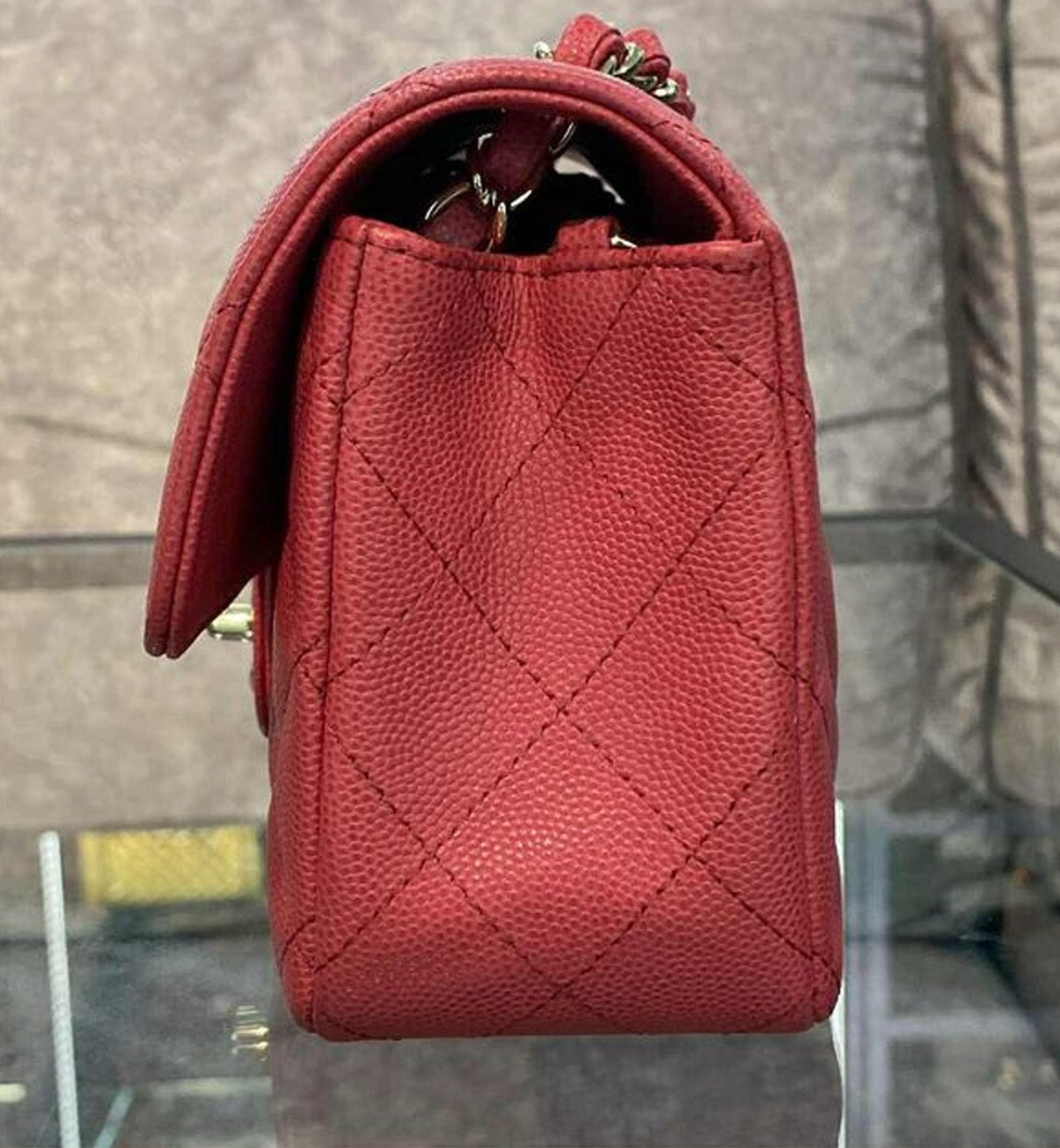 [Pre-Used] Chanel Bag Caviar Pink Mini Rectangular Flap