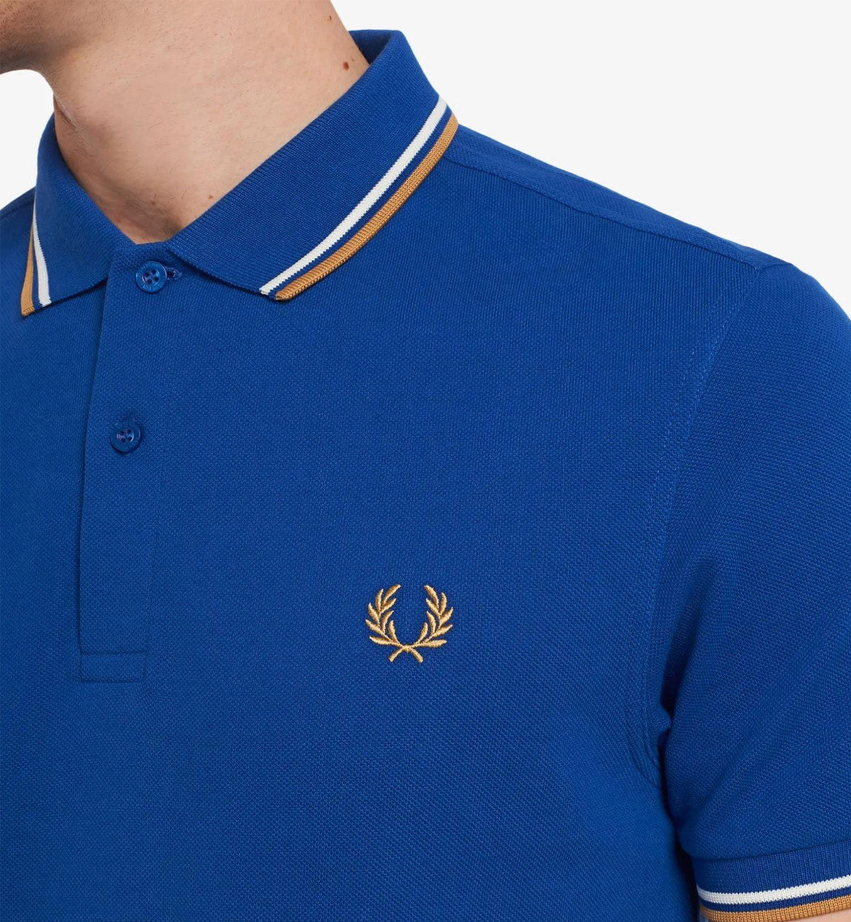 Fred Perry Yellow White Stripe Blue Polo Shirt