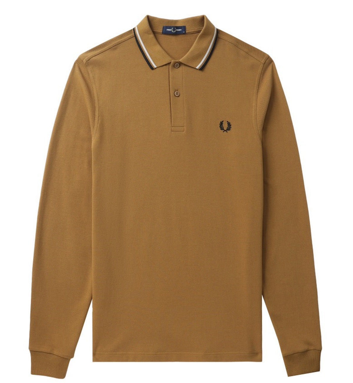 Fred Perry White Black Tipped Polo Sweatshirt (Brown)