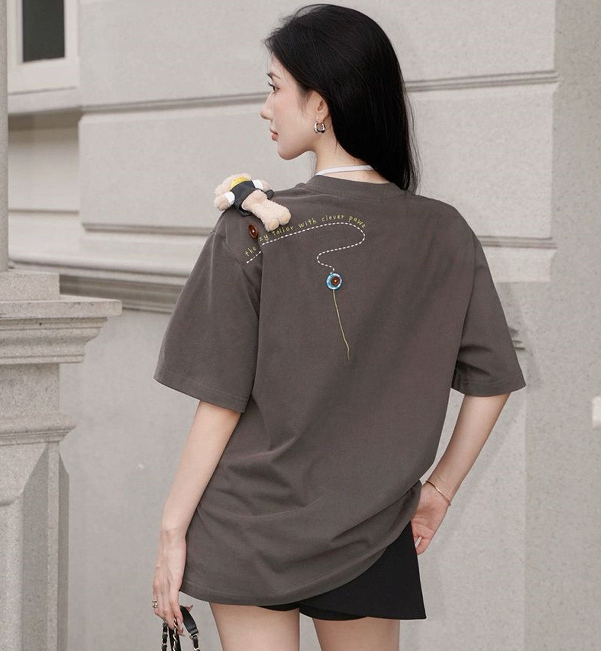 13DE MARZO Tailor Bear Printing T-shirt (Brown)