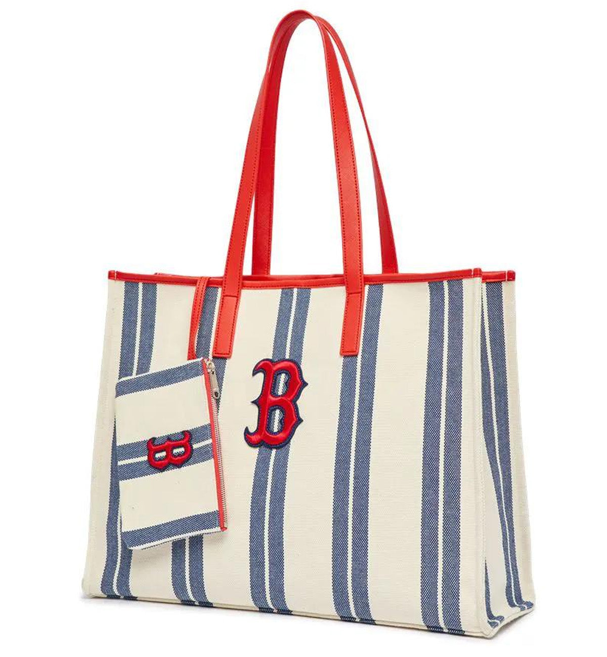 MLB Ethnic Stripe Boston Redsox Tote Bag (White)