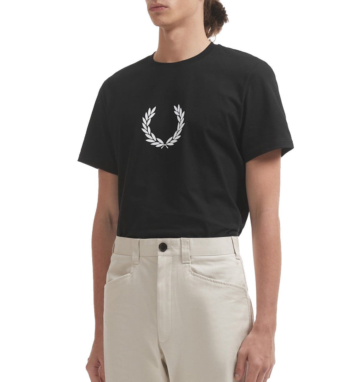 Fred Perry Small White Laurel Wreath T-Shirt (Black)