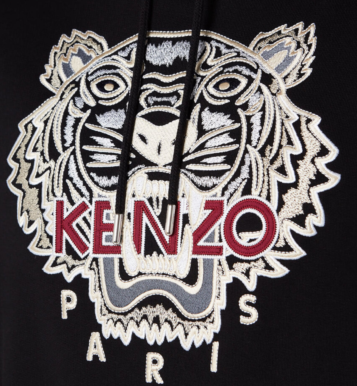 Kenzo White Red Embroidered Tiger Logo Hoodie