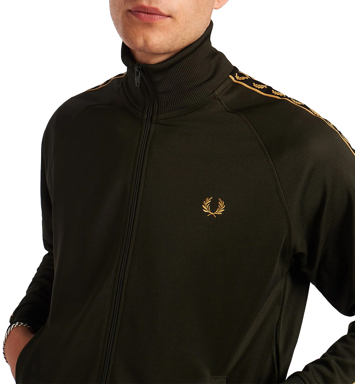 Fred perry taped clearance track jacket green