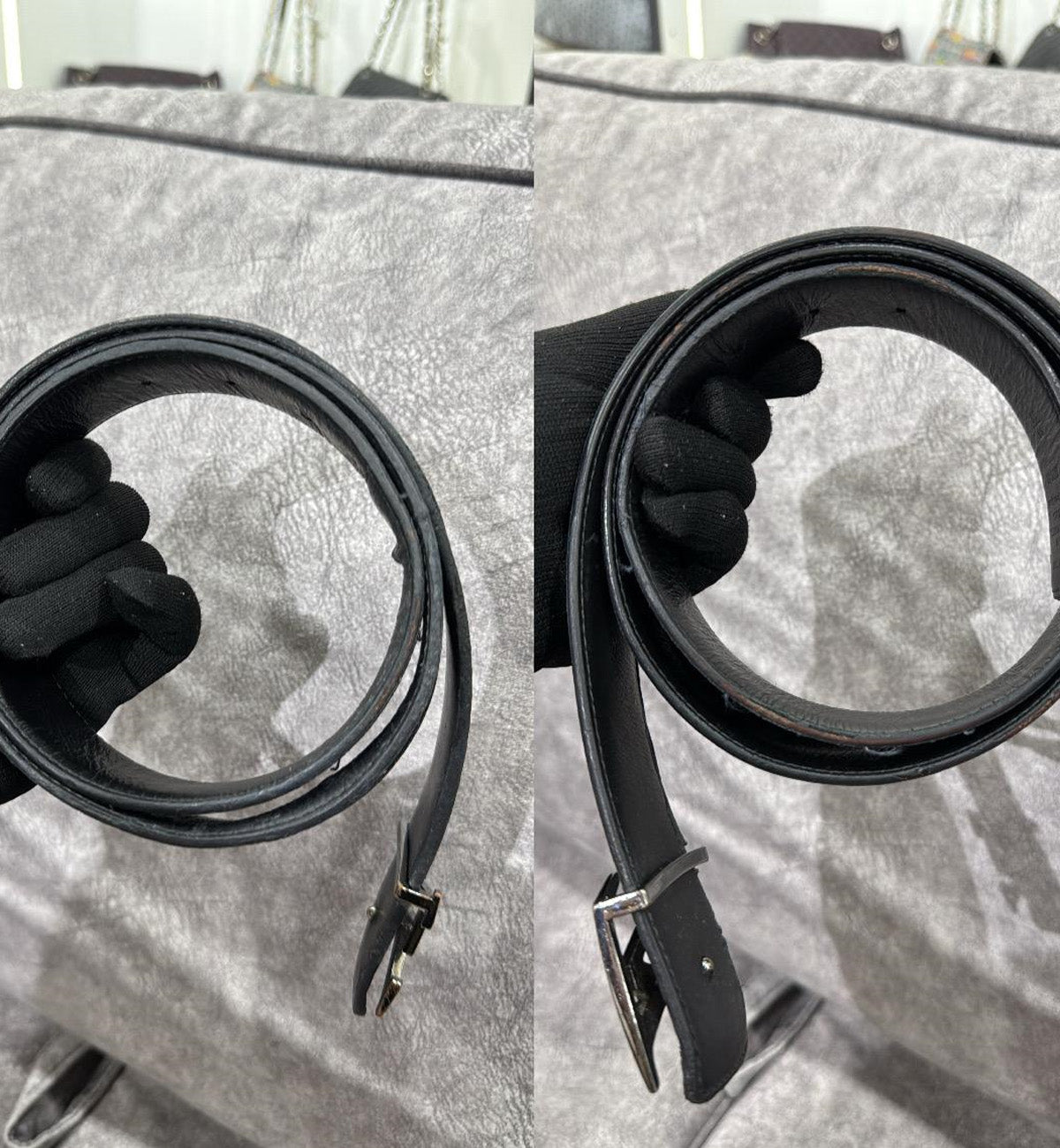 [Pre-Used] LV Belt Monogram Eclipse with Silver Buckle