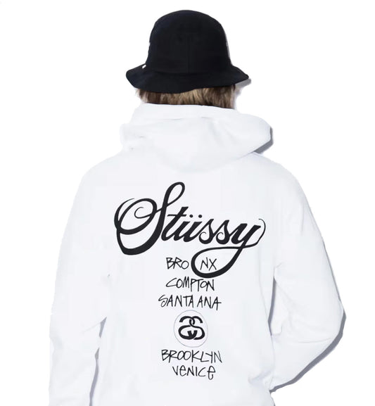 Stussy World Tour Hoodie (White)