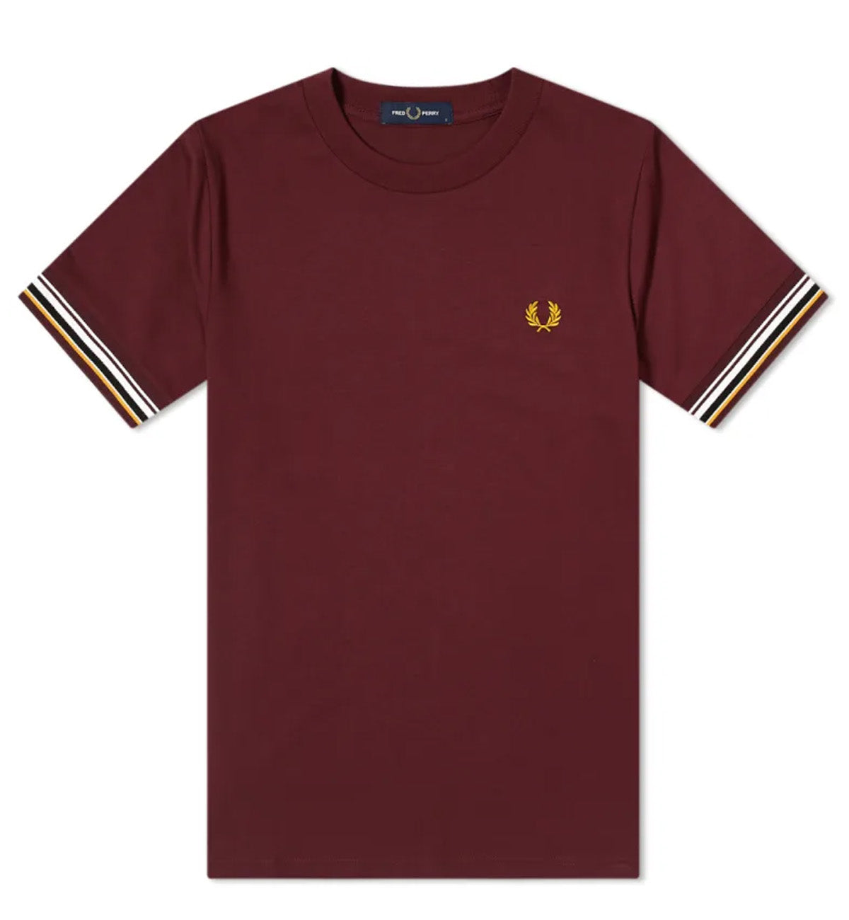 Fred Perry Striped Cuff Maroon T-Shirt