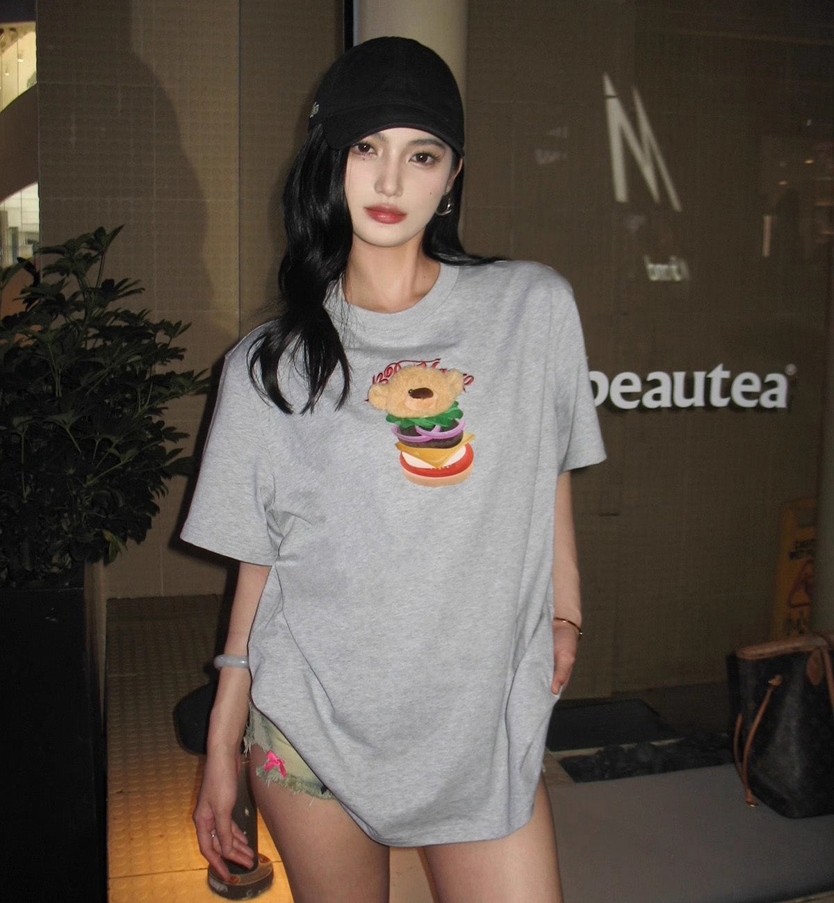 13DE MARZO Layered Hamburger T-Shirt (Grey)