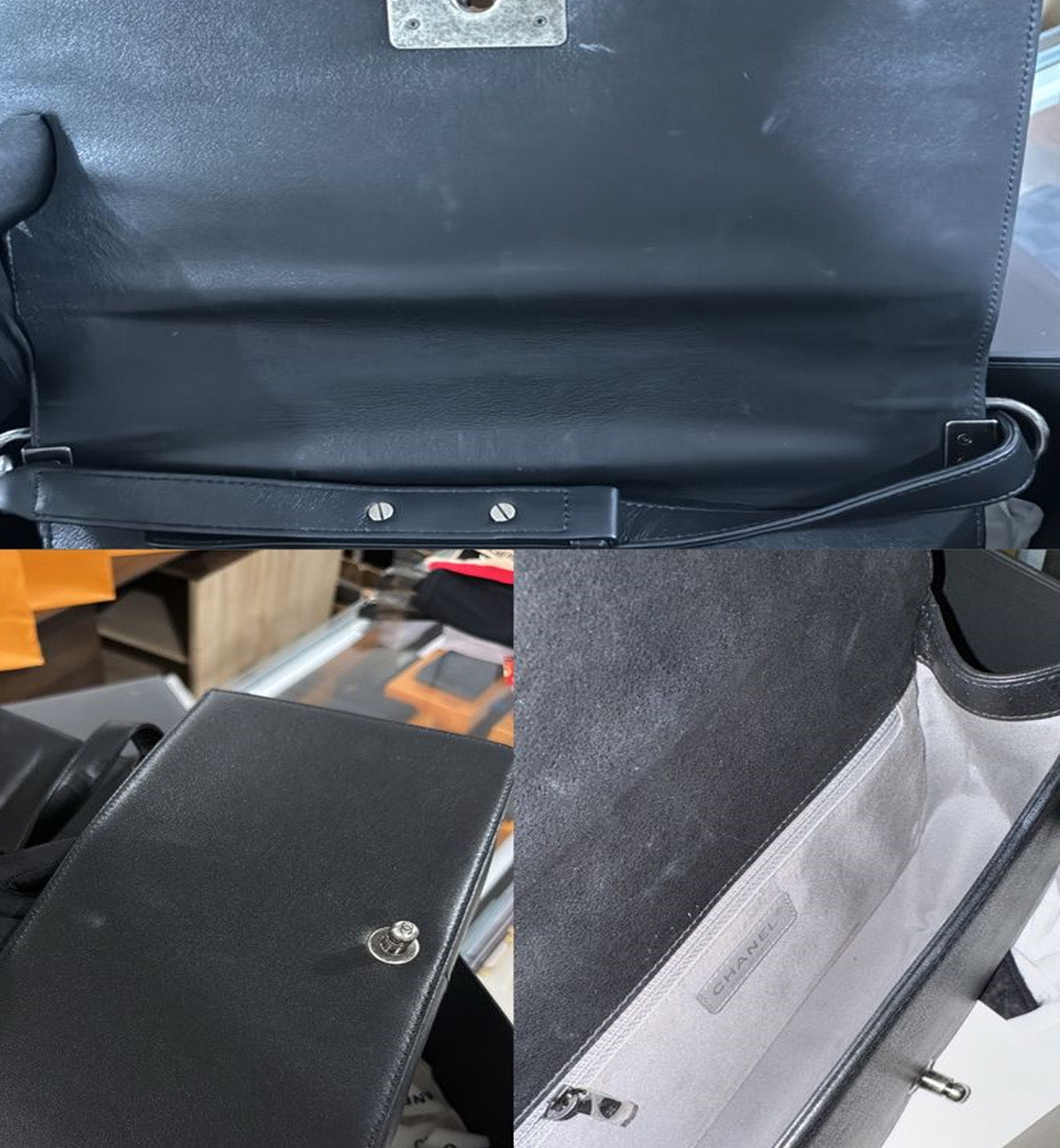 [Pre-Used] Boy Chanel Calfskin & Ruthenium Metal Black Handbag