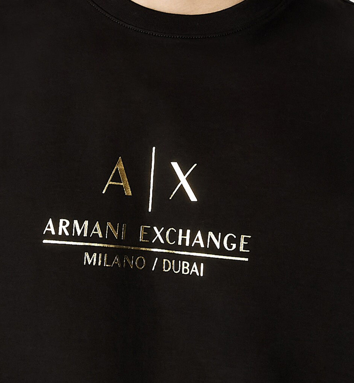 Armani Exchange Center Crew Logo Tee (Black)