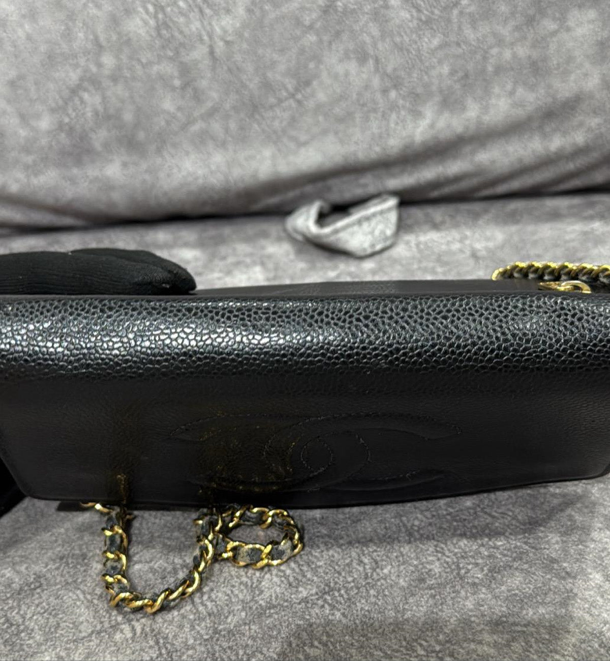 [Pre-used] Chanel WOC Black Caviar Timeless Bag Chain
