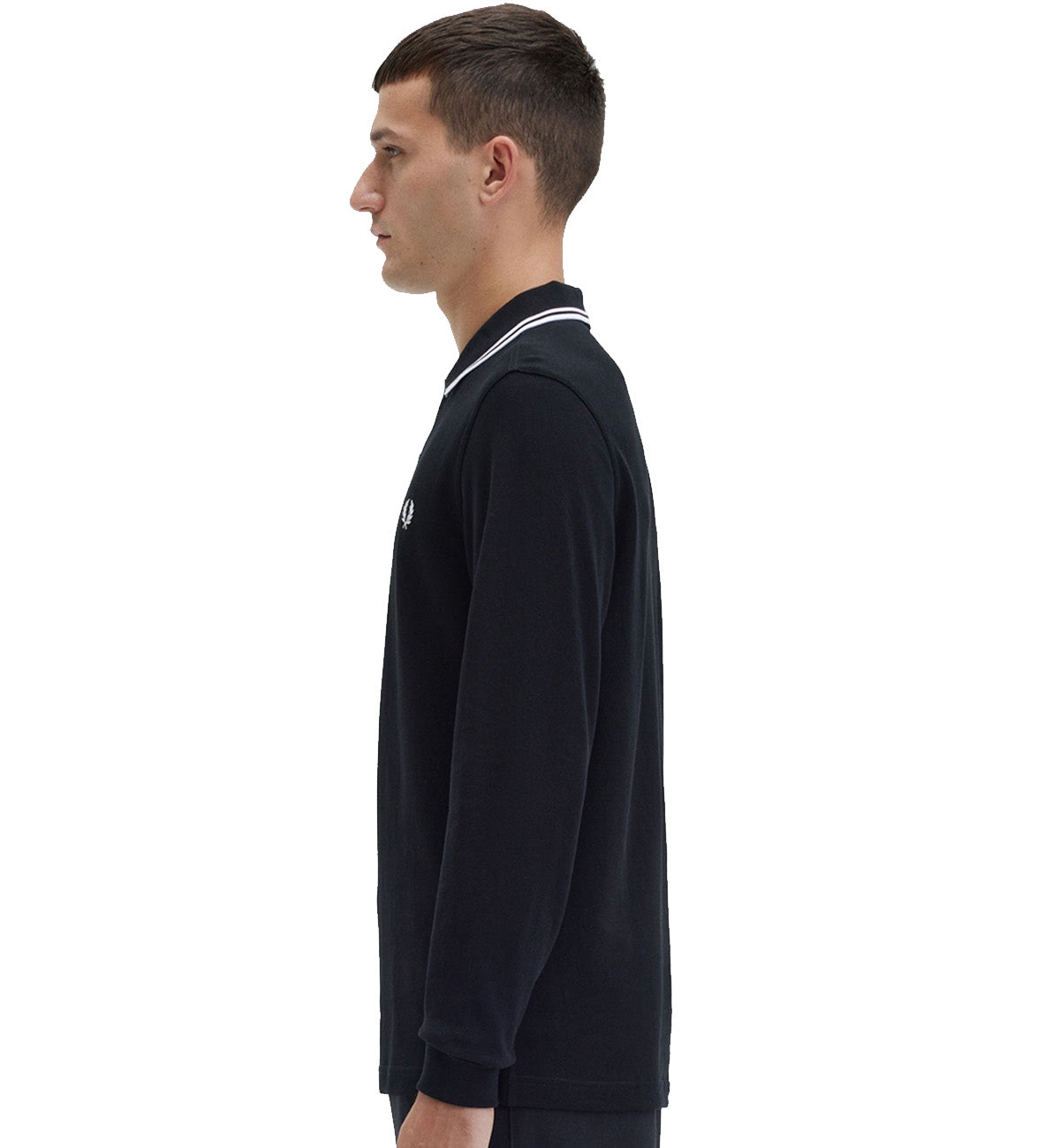 Fred Perry White Twin Tipped Polo Sweatshirt (Black)