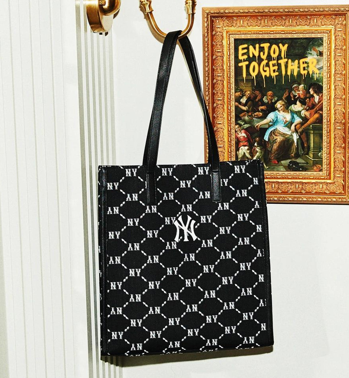 MLB Diamond Jackquard Tote Bag NY (Black)