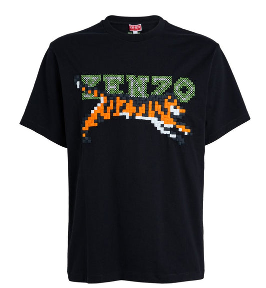 Kenzo Pixel Tiger Embroidered T-shirt (Black)