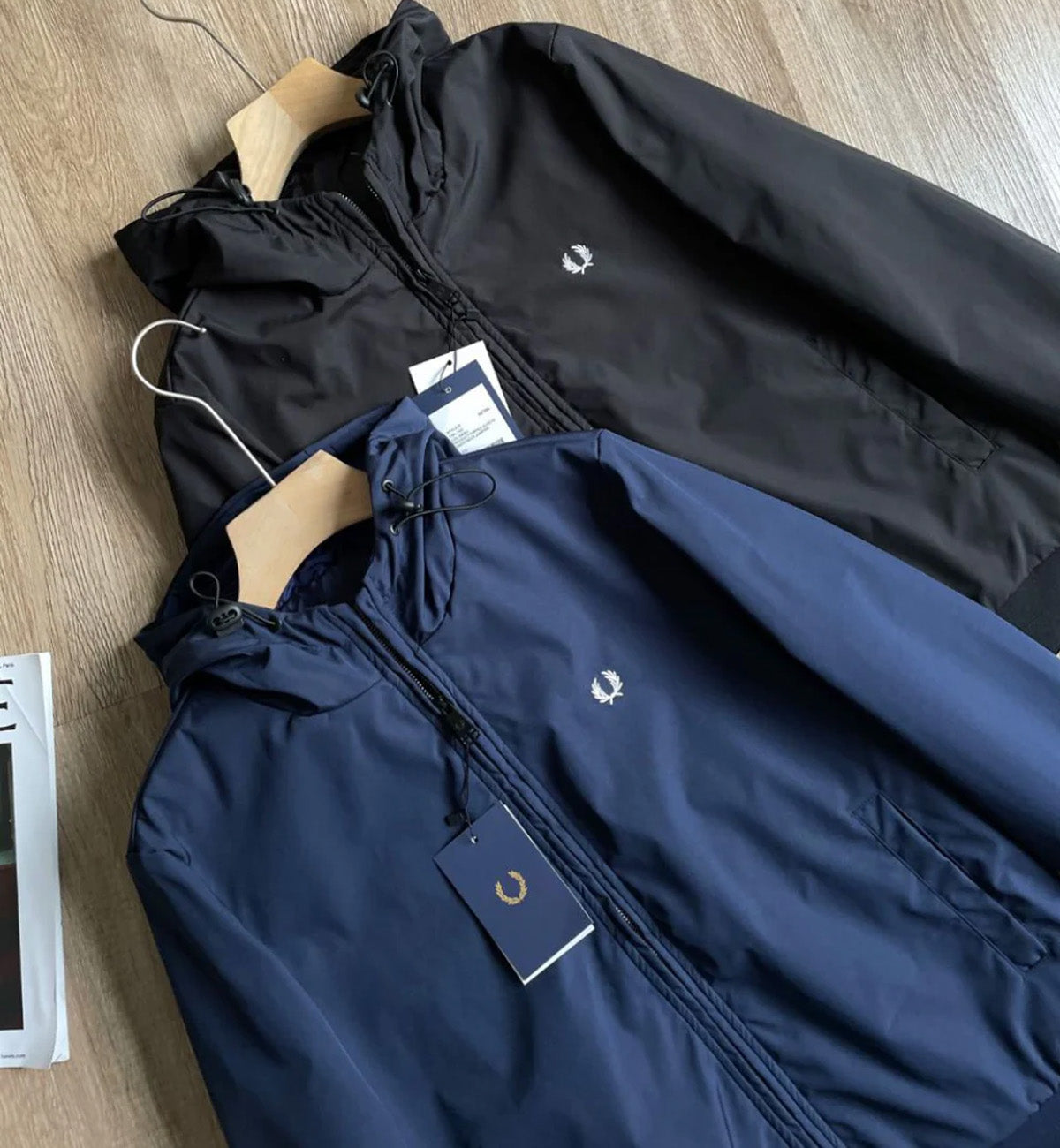 Fred Perry Tipped Hooded Sports Carbon Blue Jacket