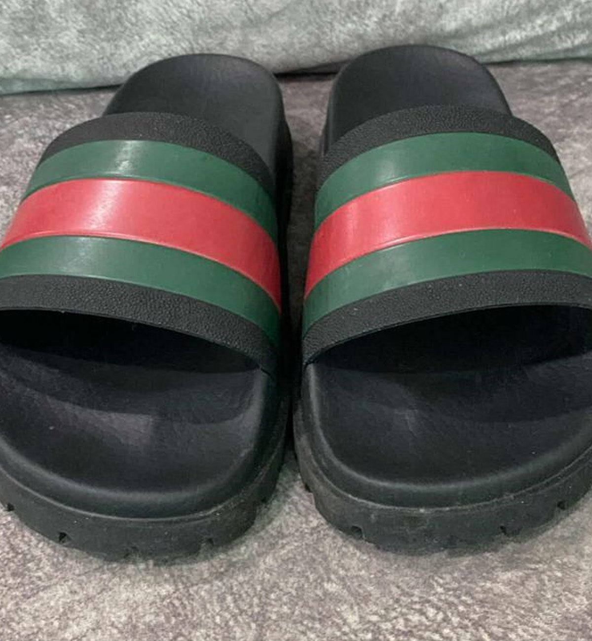 [Pre-Used] Gucci Slides Black Web with Platform