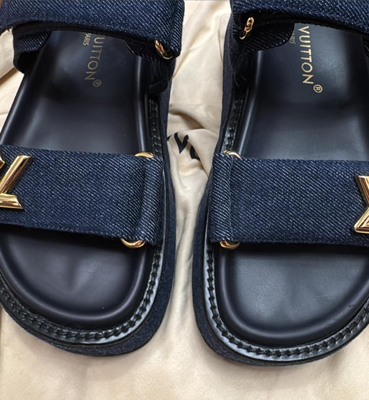 [Pre-Used] LV Sunset Sandals Denim Blue Platform