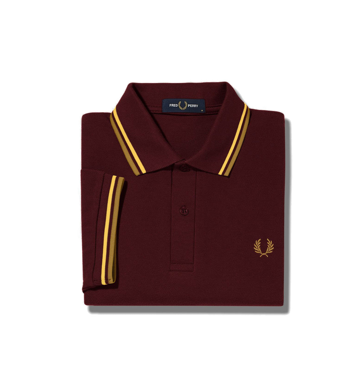 Fred Perry Gold Double Stripe Oxyblood Polo Shirt