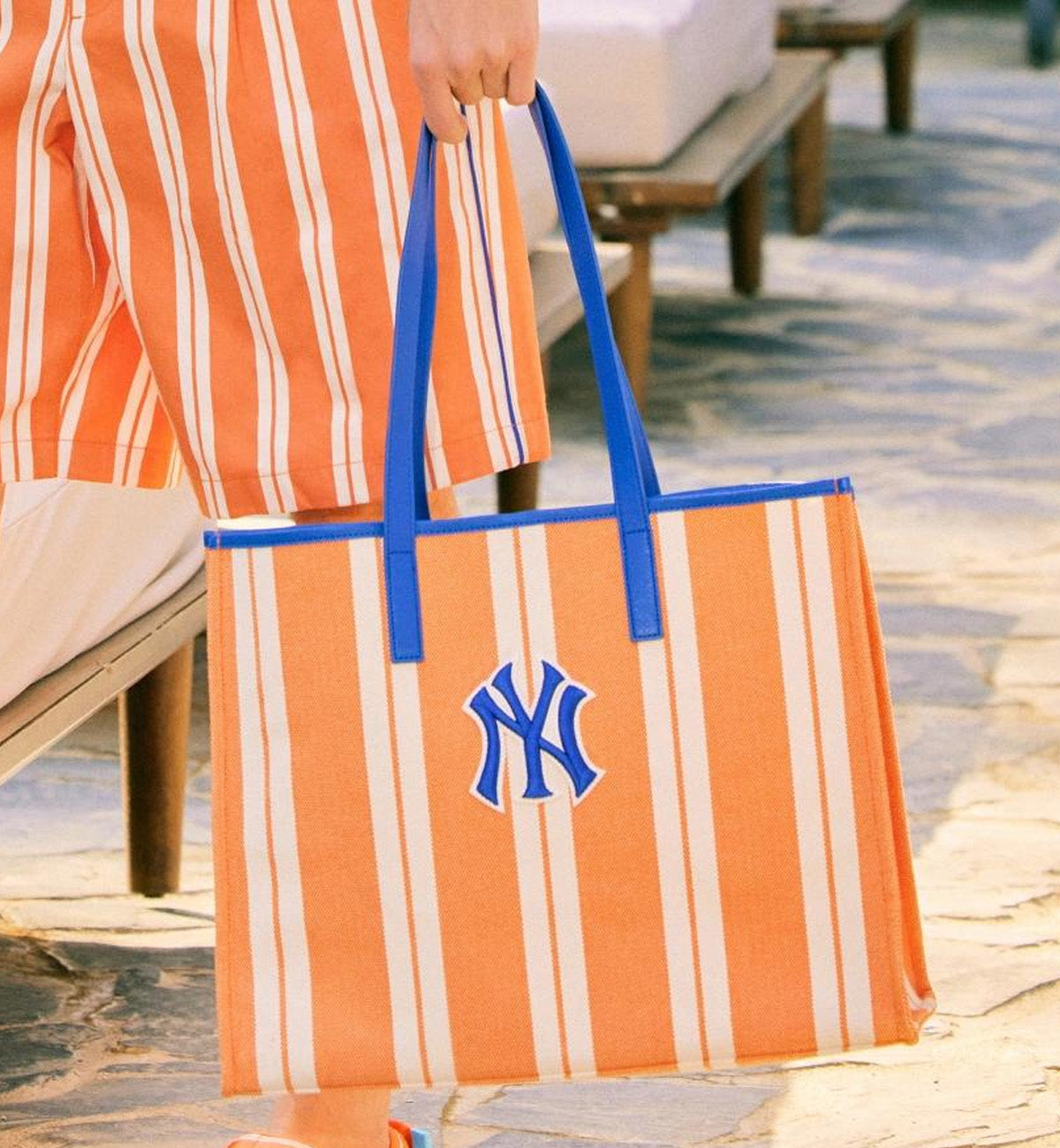 MLB Ethnic Stripe New York Yankees Tote Bag (Orange)