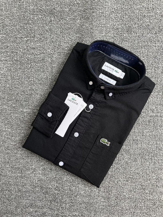 Lacoste Plain Long Sleeve Shirt Black