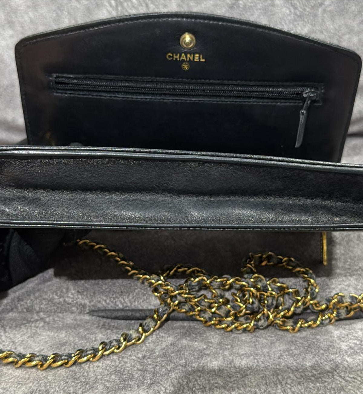 [Pre-used] Chanel WOC Black Caviar Timeless Bag Chain