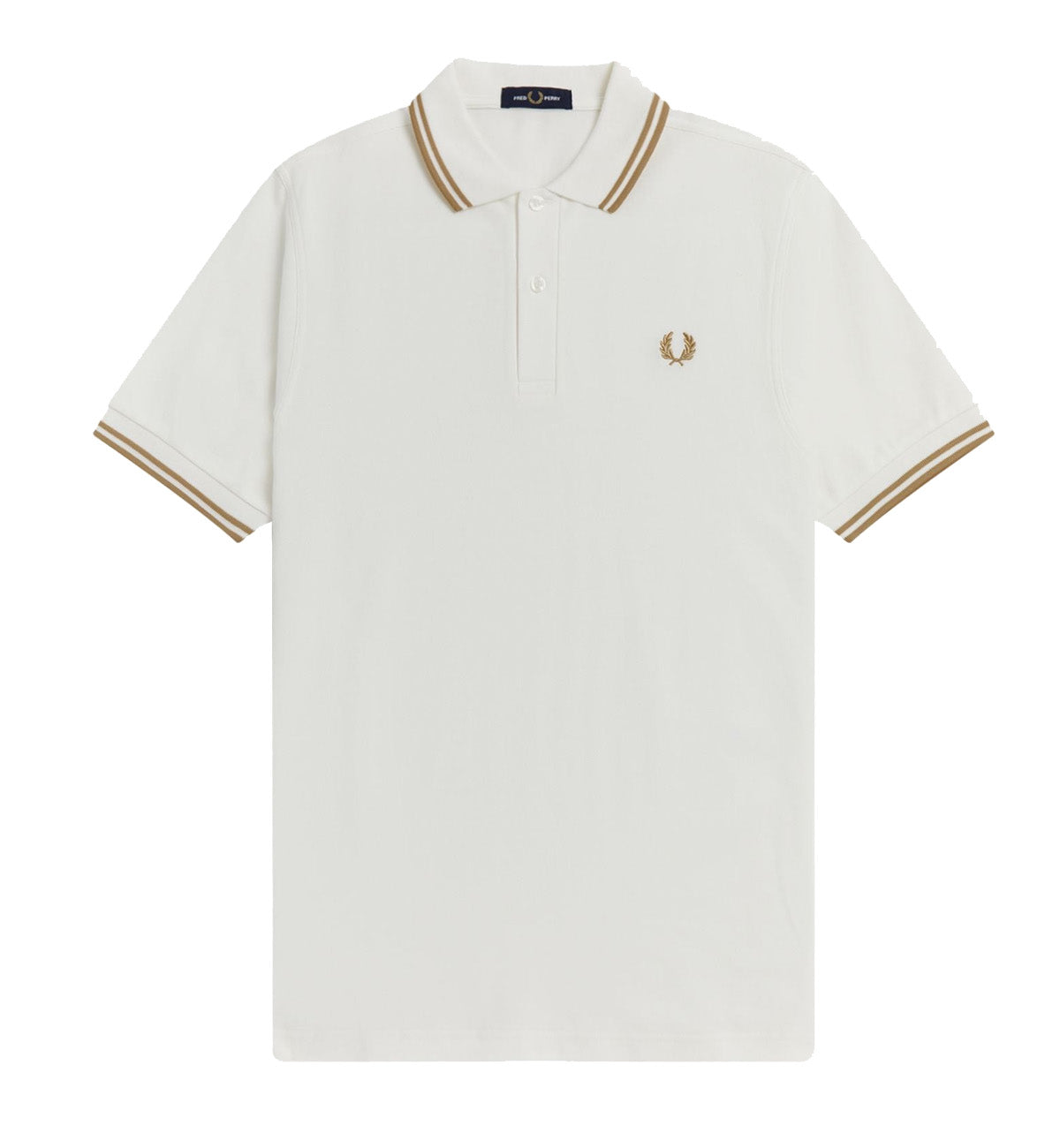 Fred Perry Desert Double Stripe Polo White Shirt