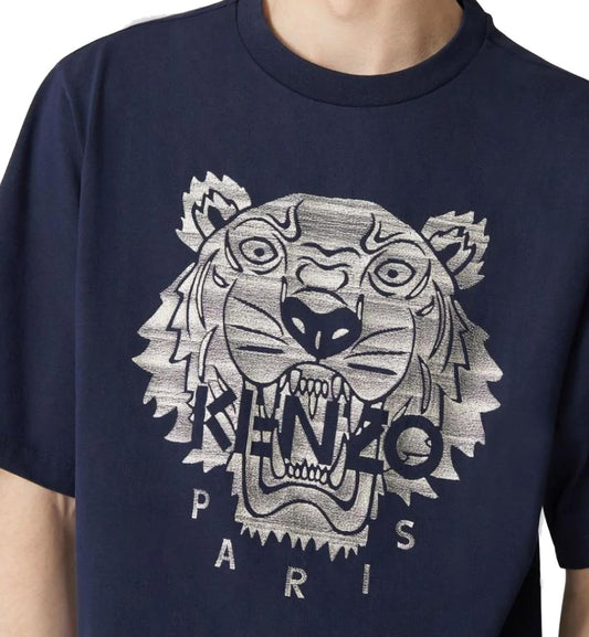 SUPERPROMO Kenzo Silver Embroidered Tiger T-shirt (Navy Blue)