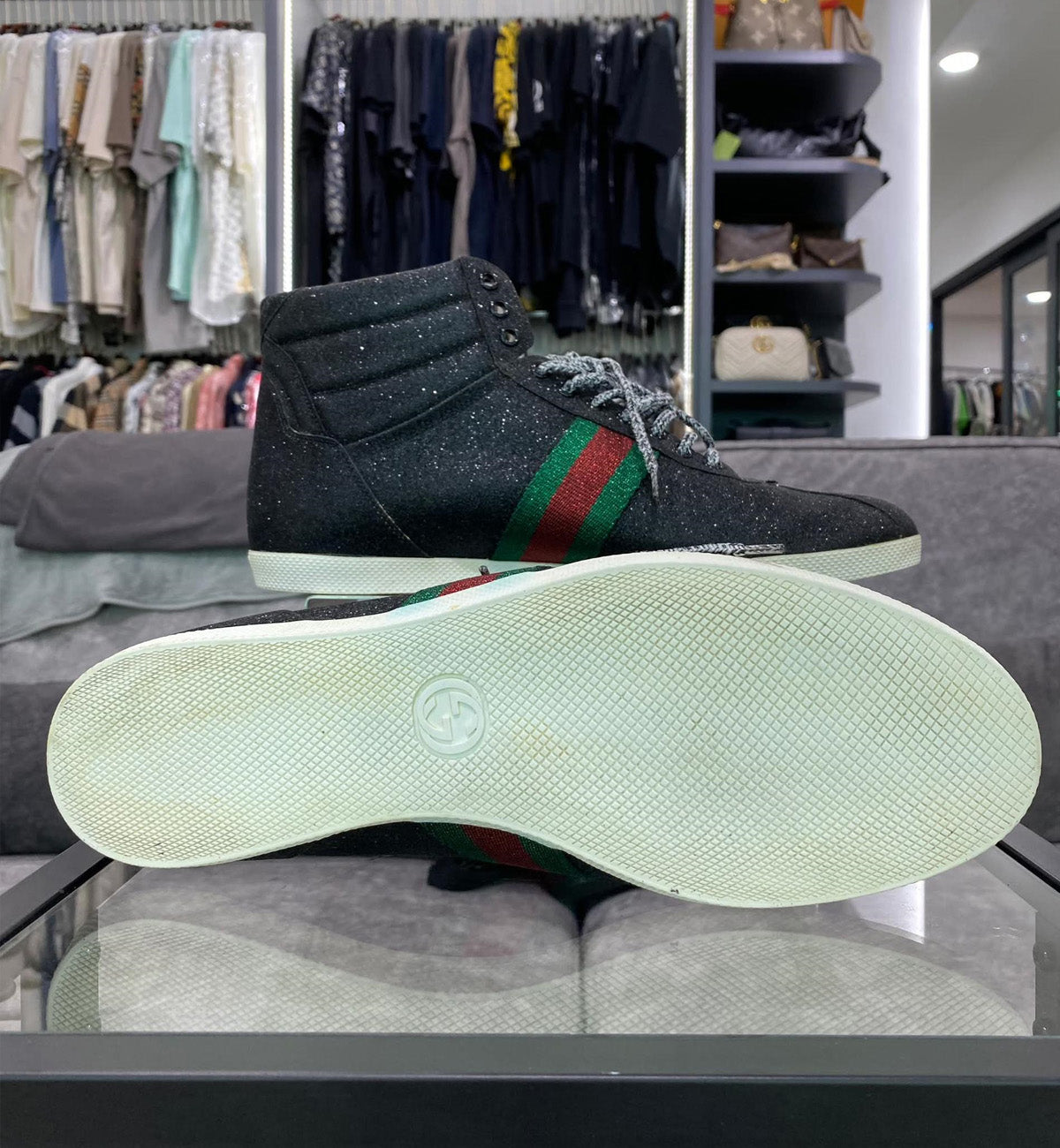 [Pre-used] Gucci Glitter High Sneaker