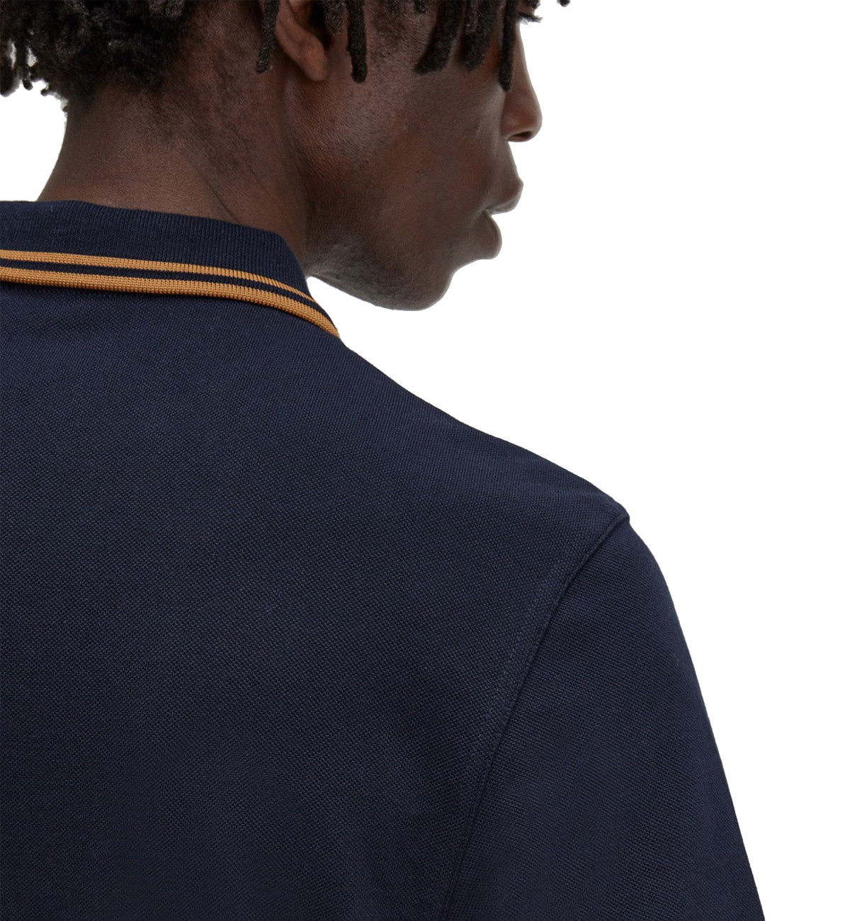 Fred Perry Orange Double Stripe Navy Polo Shirt