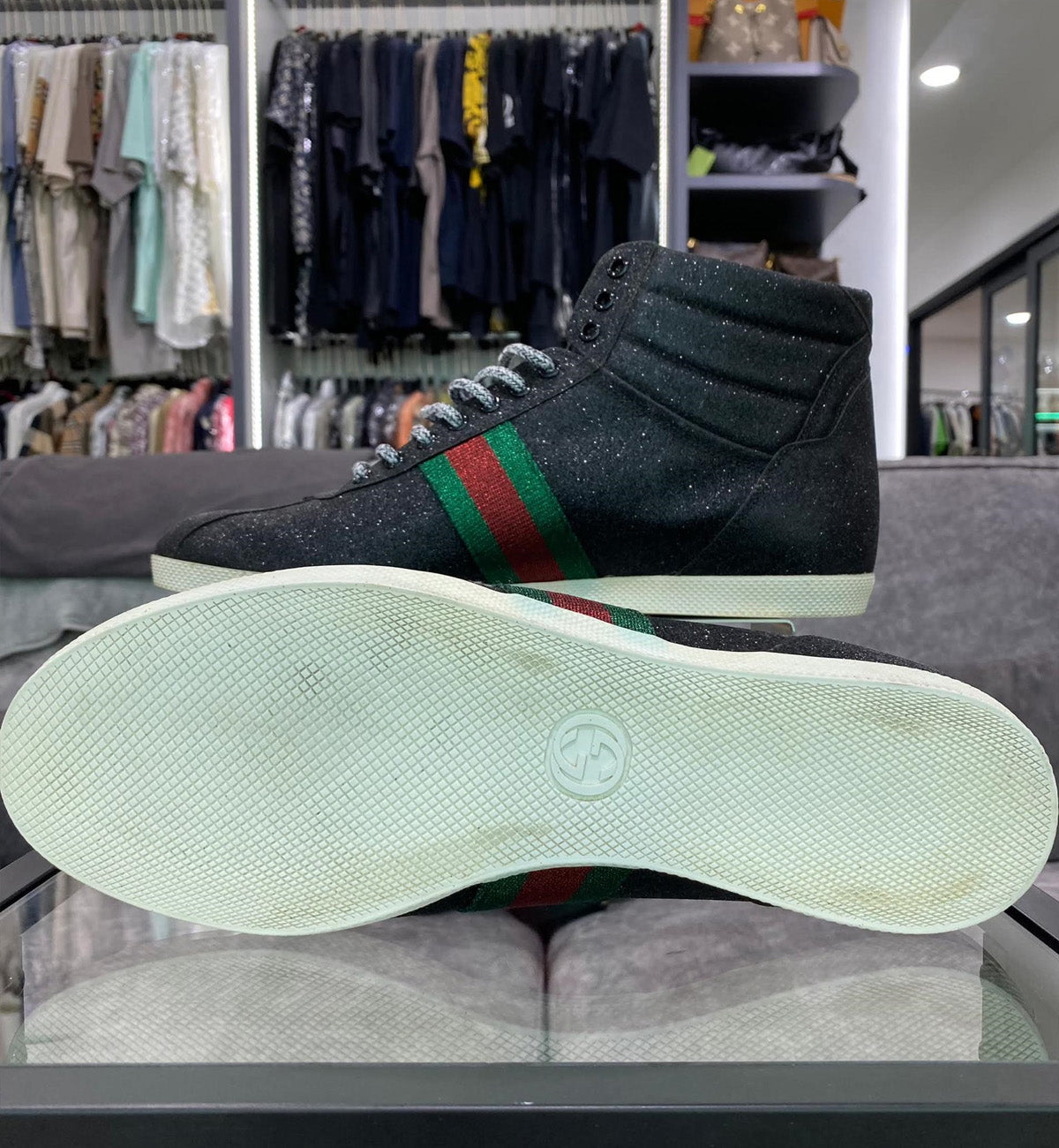 [Pre-used] Gucci Glitter High Sneaker