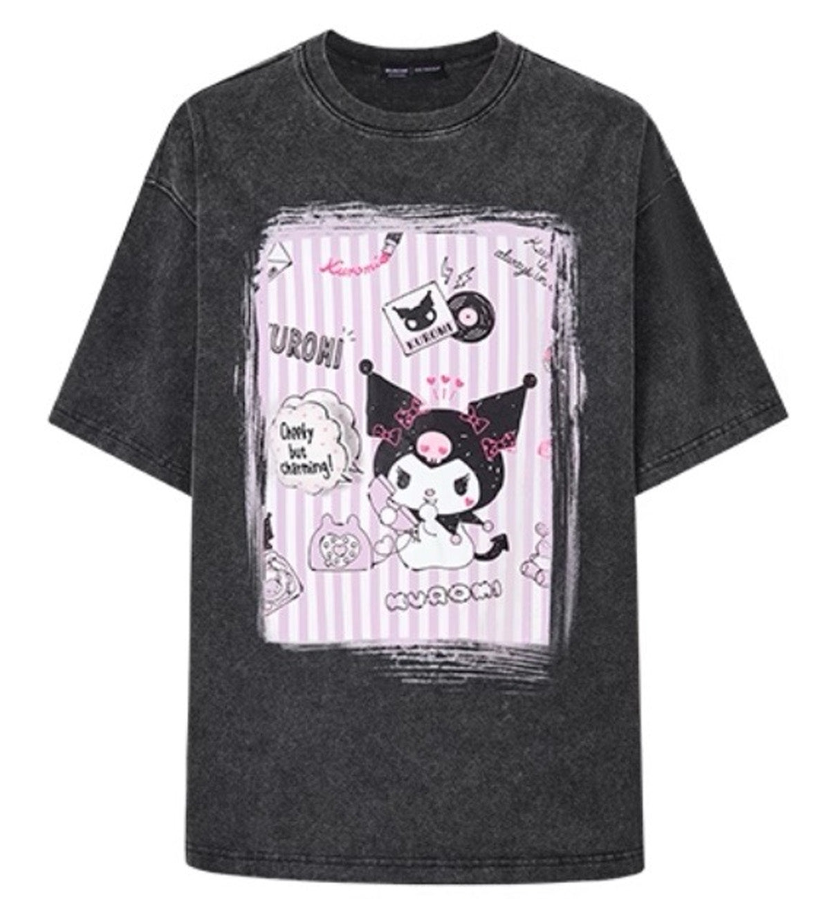 13DE MARZO x Kuromi Graffiti Washed T-Shirt (Black)