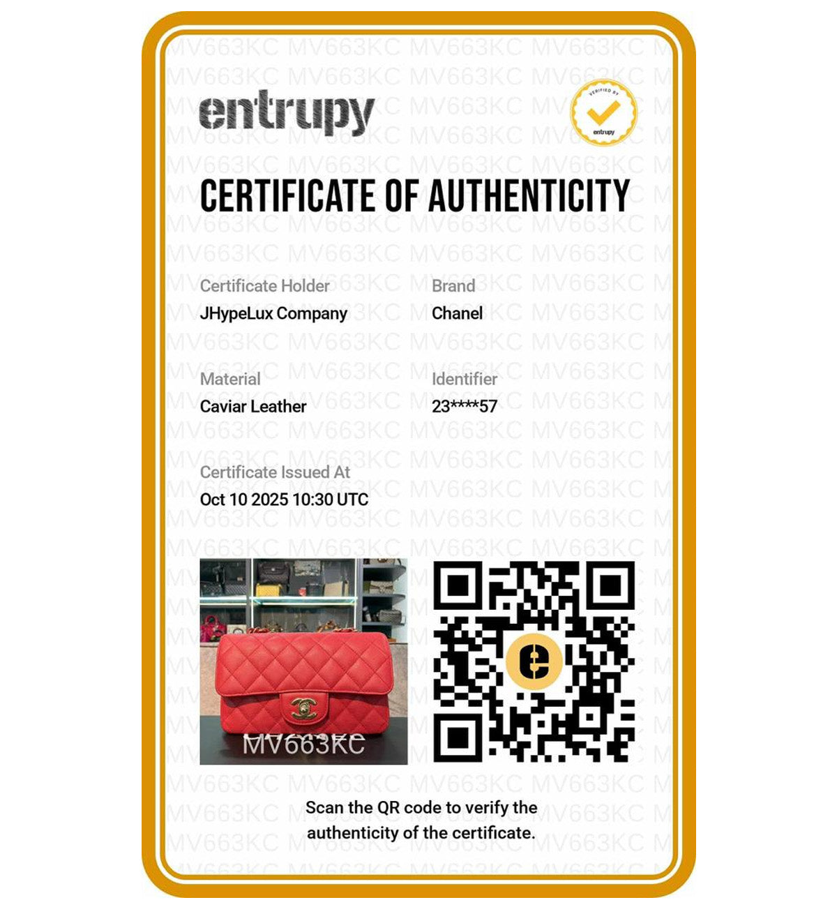 [Pre-Used] Chanel Bag Caviar Pink Mini Rectangular Flap