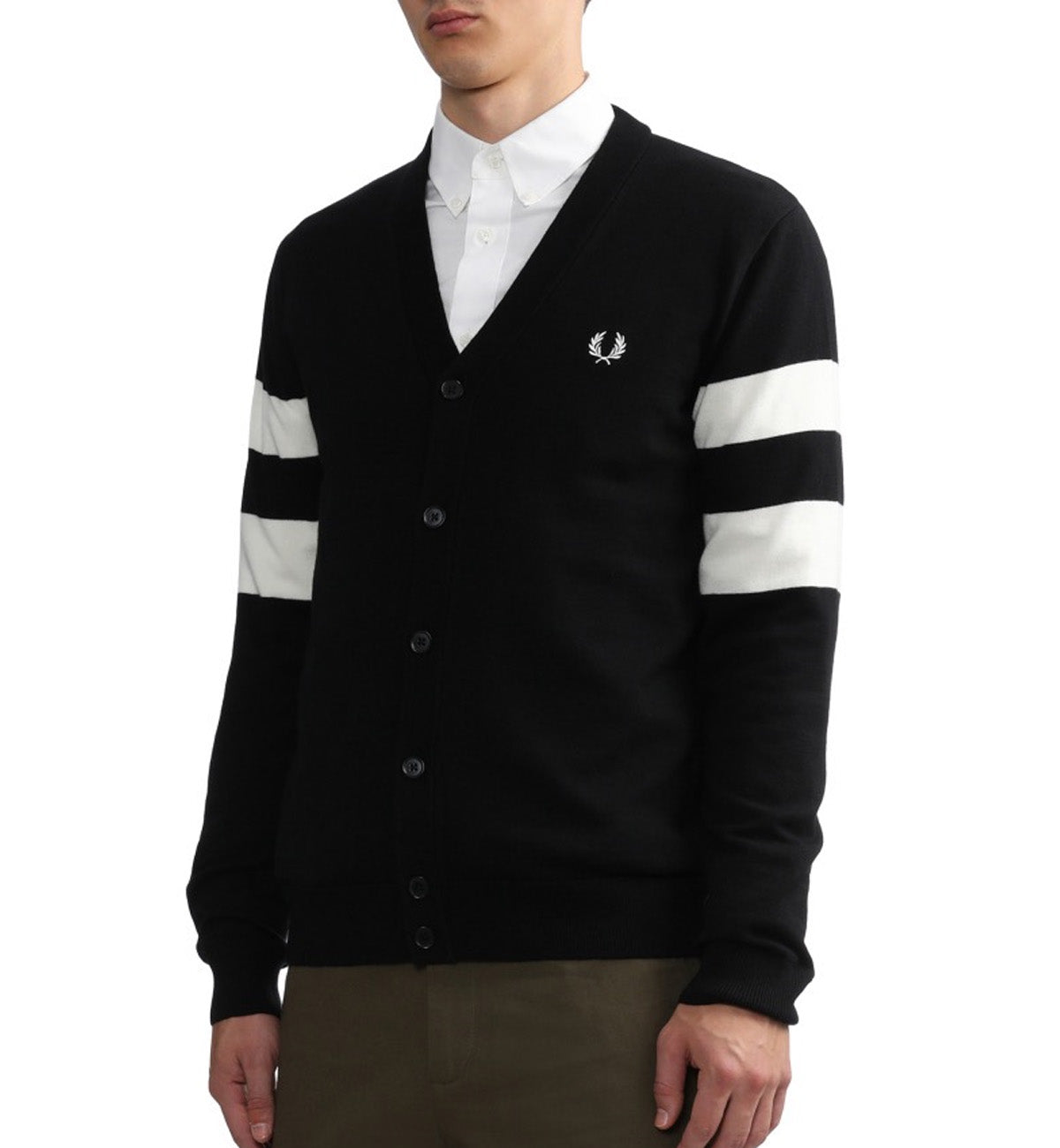 Fred Perry Tipped Sleeve Cardigan (Black)