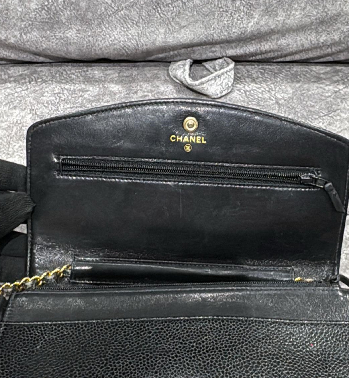 [Pre-used] Chanel WOC Black Caviar Timeless Bag Chain