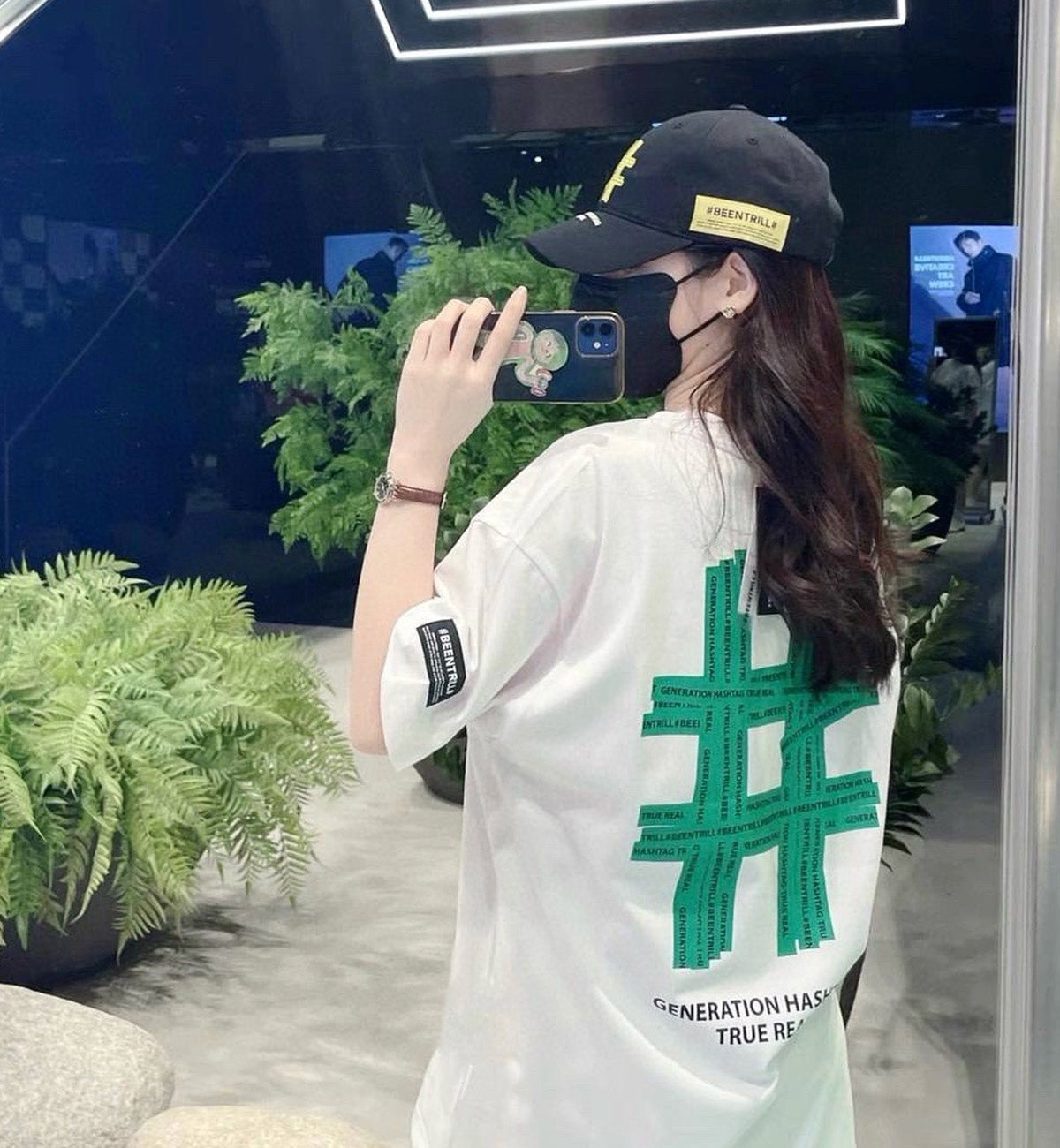 BEENTRILL Green Taping Hashtag T-Shirt