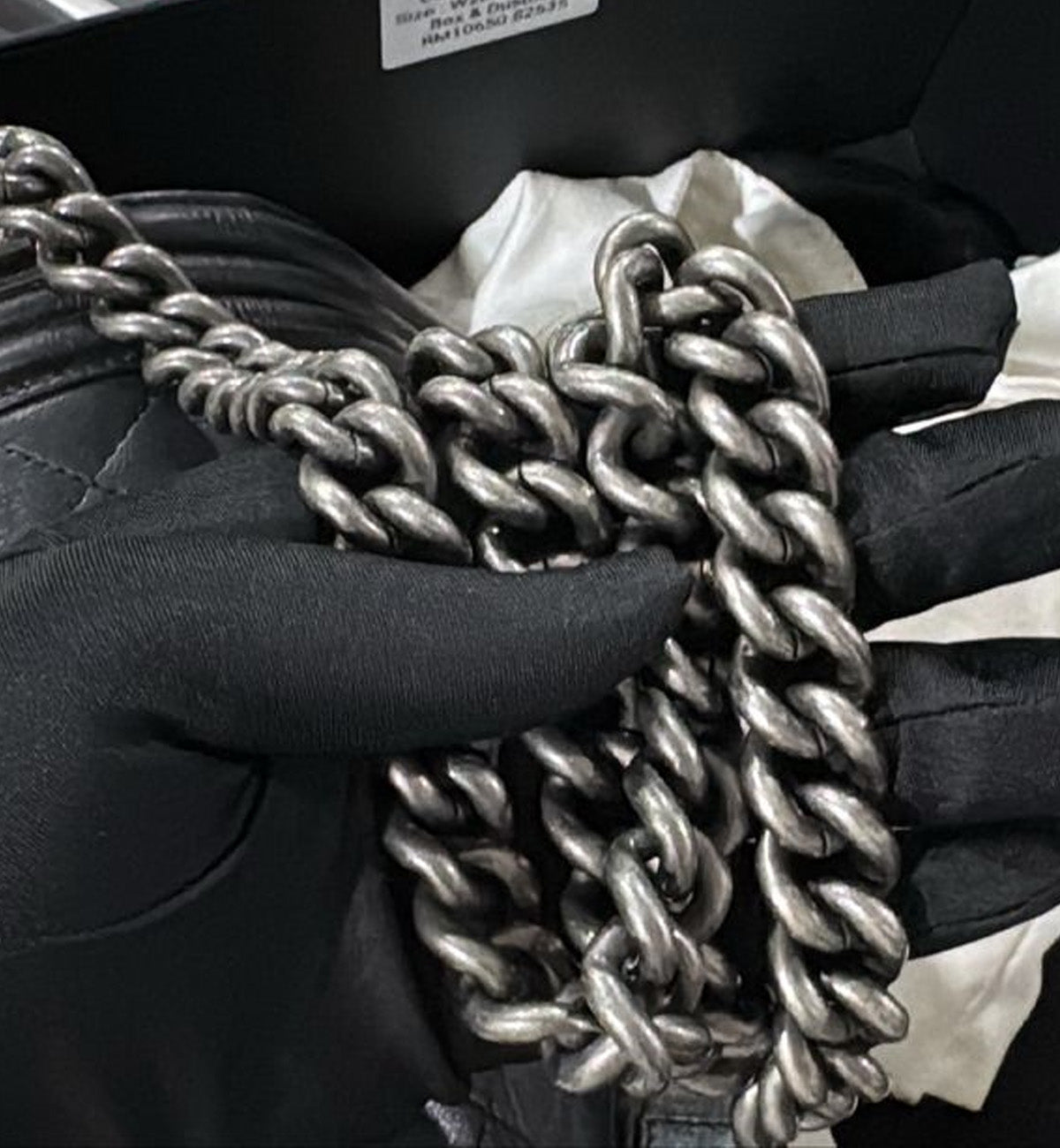 [Pre-Used] Boy Chanel Calfskin & Ruthenium Metal Black Handbag