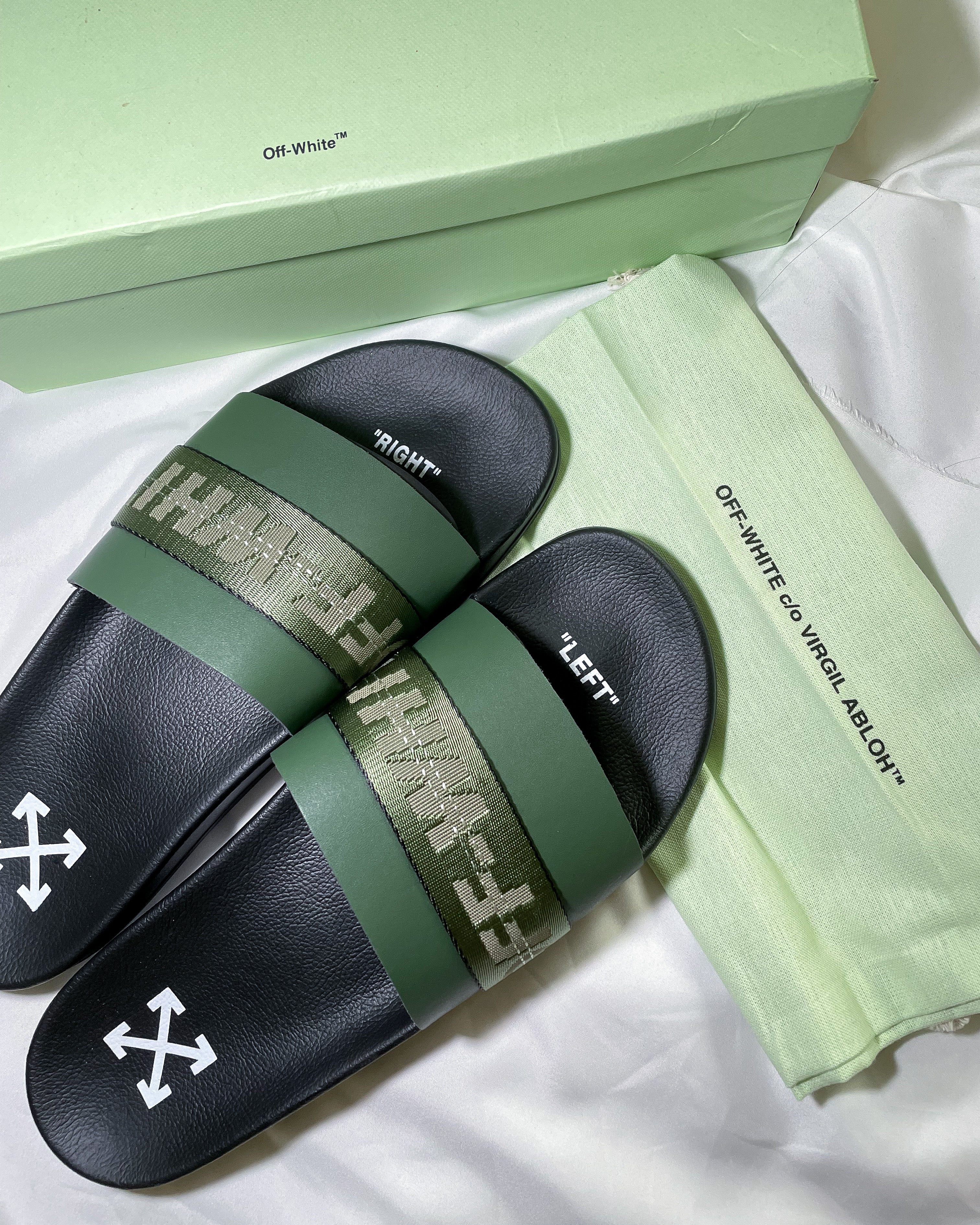 Off white 2025 slides green