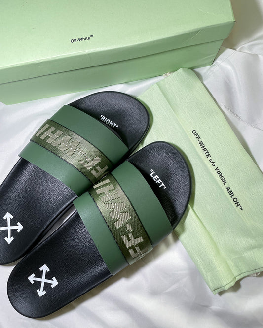 OFF-WHITE Industrial Logo-embroidered Sandal Green