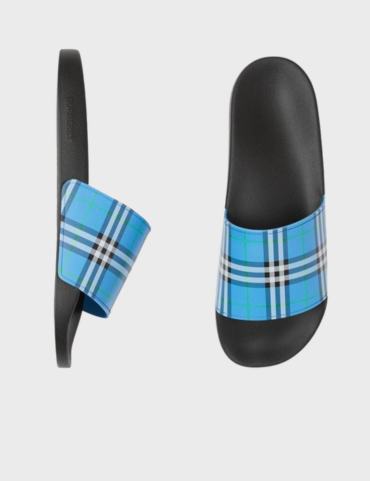 Burberry Embossed Logo Slides Dark Cerulean Blue