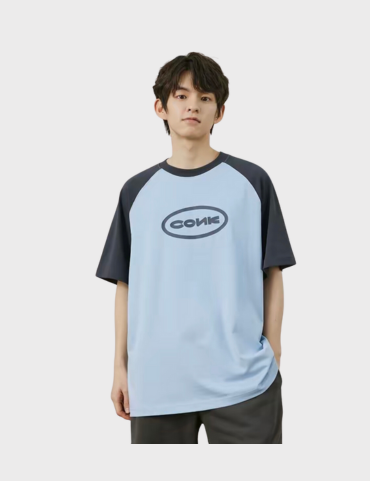 Conklab ' CONK' Round Neck Color Block T-shirt - Dark Blue