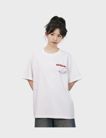 Conklab Side Bunny And Wording T-shirt - White
